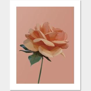 Low Poly Peach Rose Posters and Art